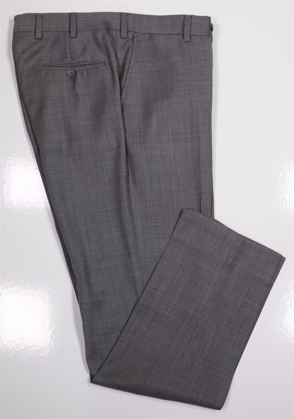 Suitsupply Brescia Gray Knit Woven Flat Front Wool Dress Pants 32x29
